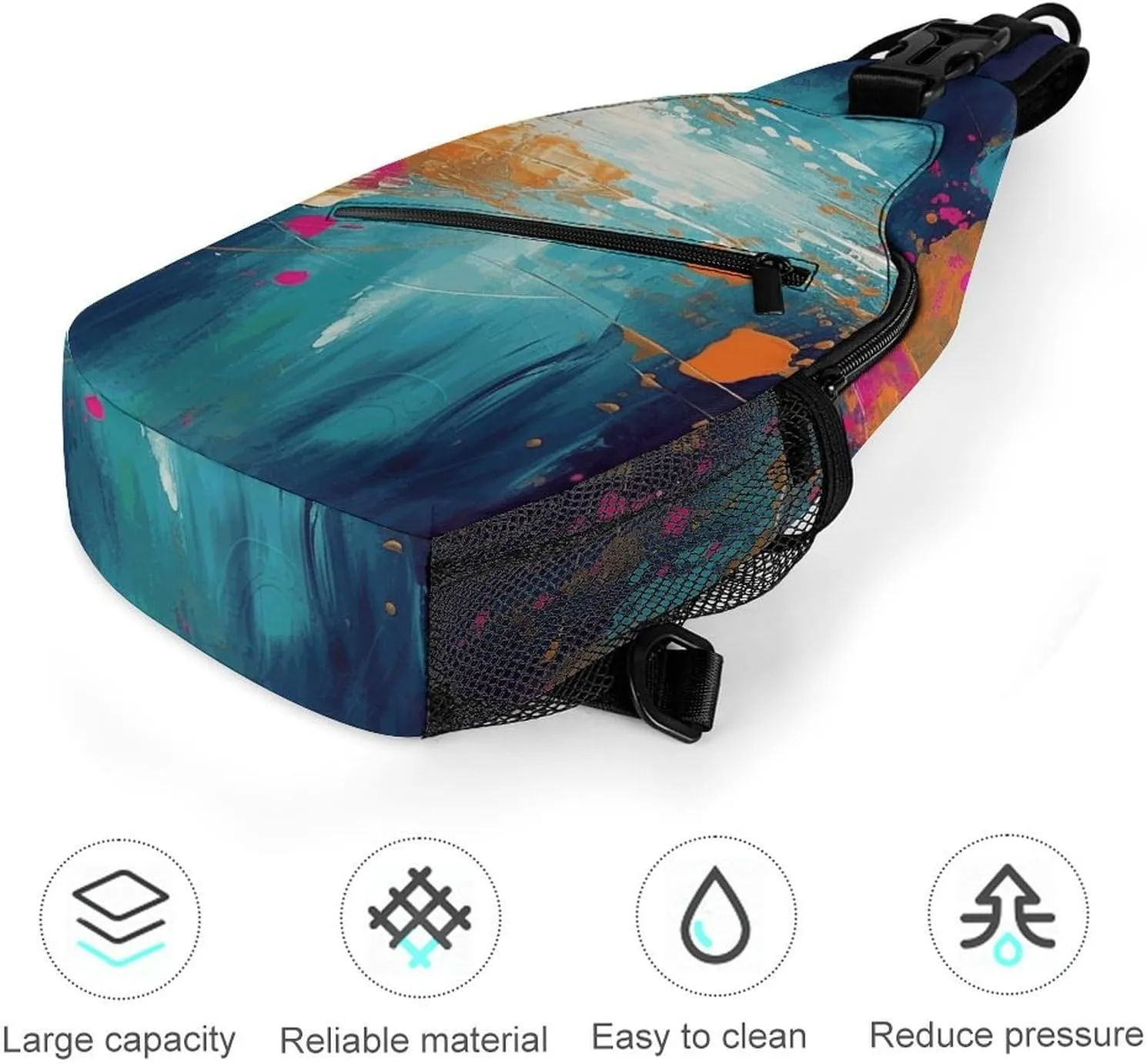 Small Crossbody Sling Backpack Abstract Oil Painting Chest Bags for Traveling Chest Fashion Shoulder Bag