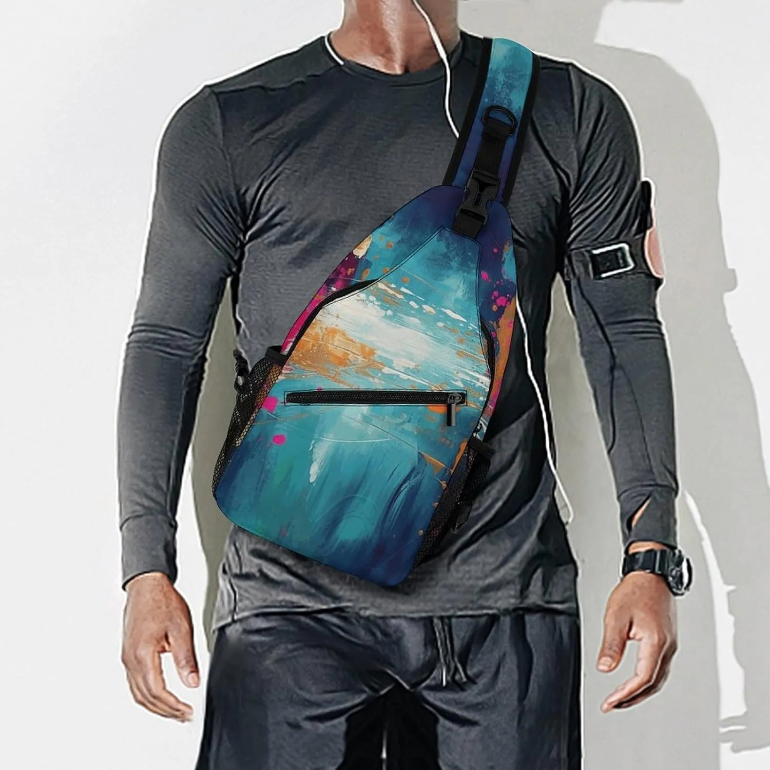 Small Crossbody Sling Backpack Abstract Oil Painting Chest Bags for Traveling Chest Fashion Shoulder Bag