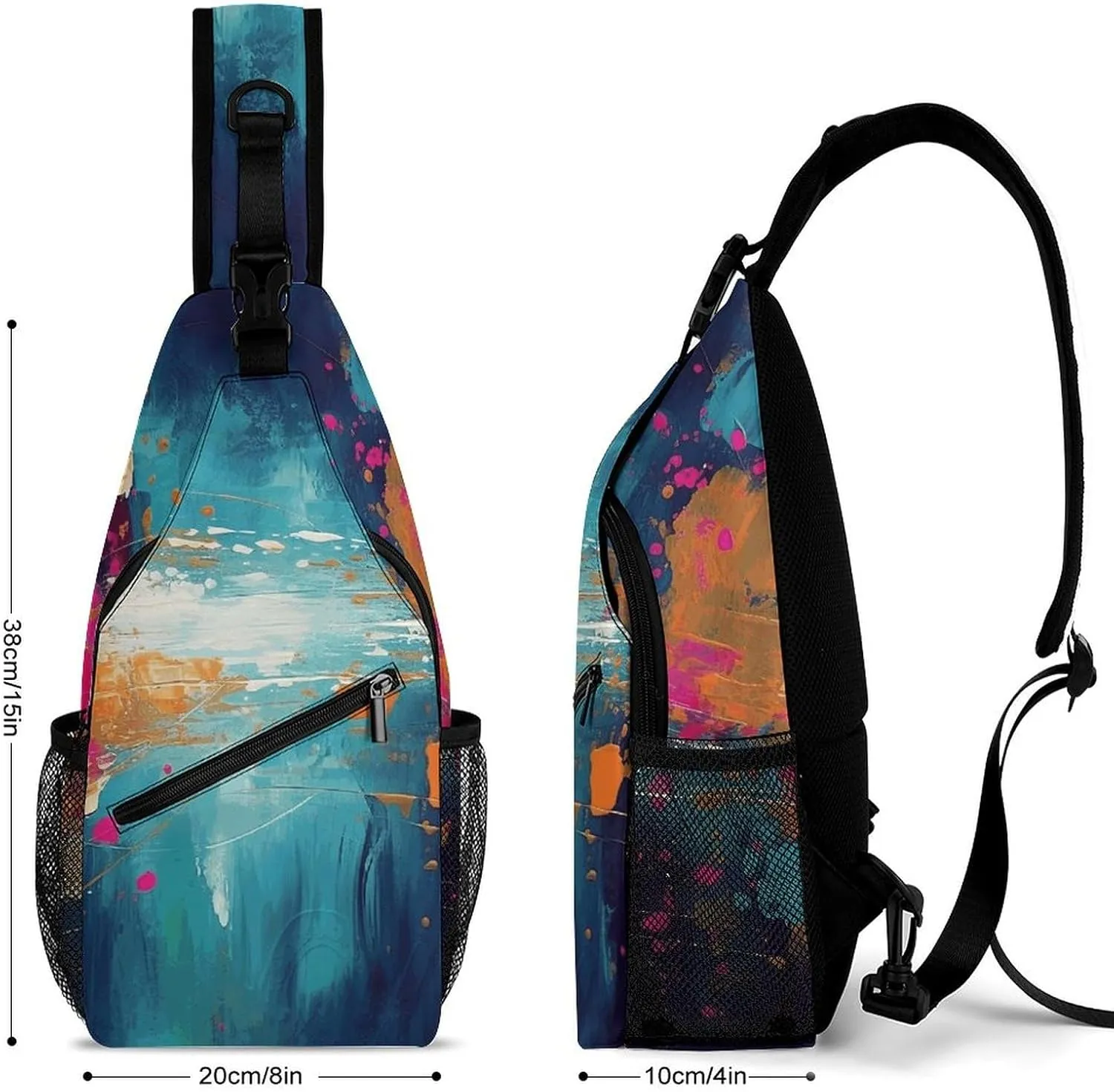 Small Crossbody Sling Backpack Abstract Oil Painting Chest Bags for Traveling Chest Fashion Shoulder Bag