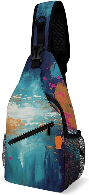 Small Crossbody Sling Backpack Abstract Oil Painting Chest Bags for Traveling Chest Fashion Shoulder Bag