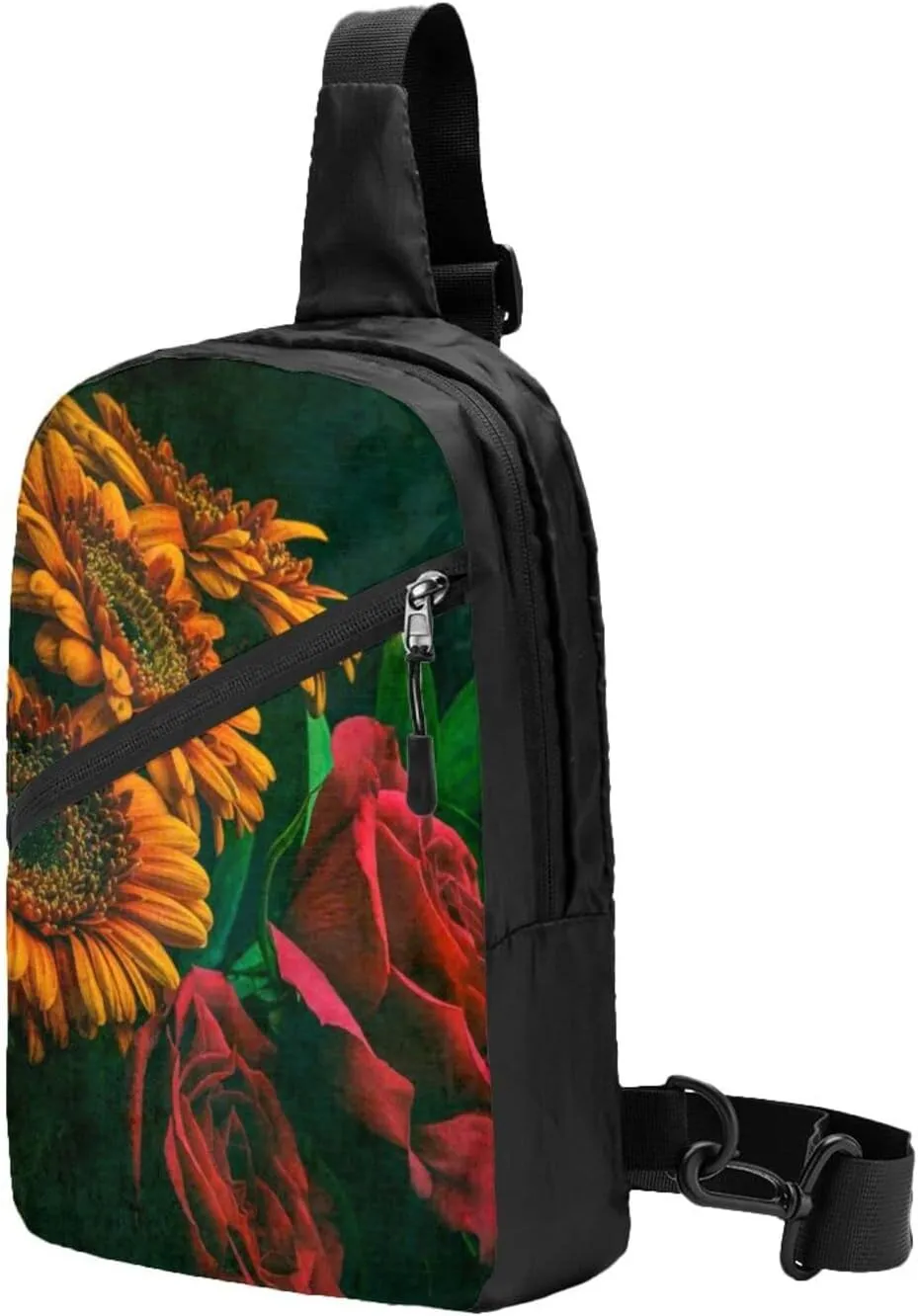 Small Crossbody Sling Backpack Anti Theft Backpack For Traveling Chest Sunflower And Rose Shoulder Bag For Men Women