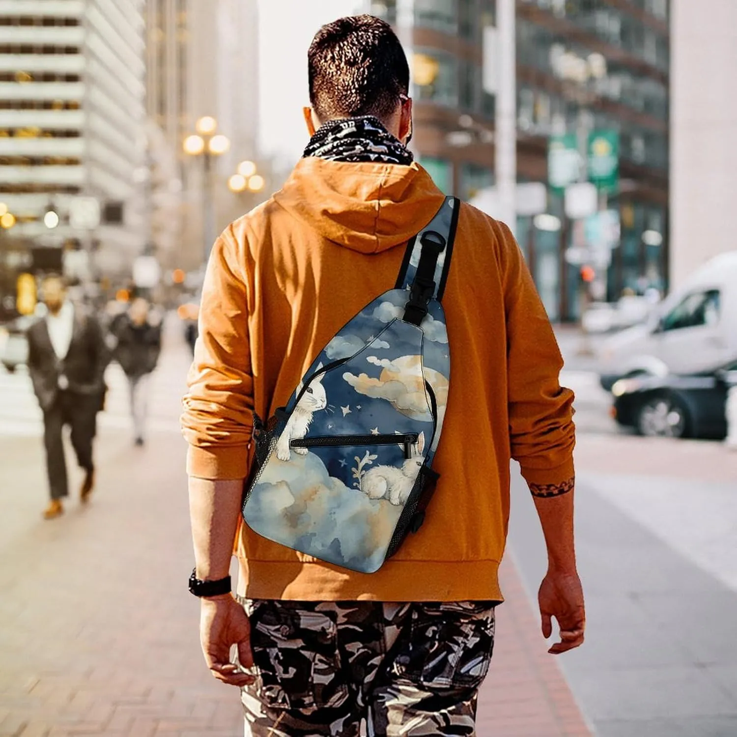Small Crossbody Sling Backpack Smooth Round Rock Chest Bags for Traveling Chest Fashion Shoulder Bag