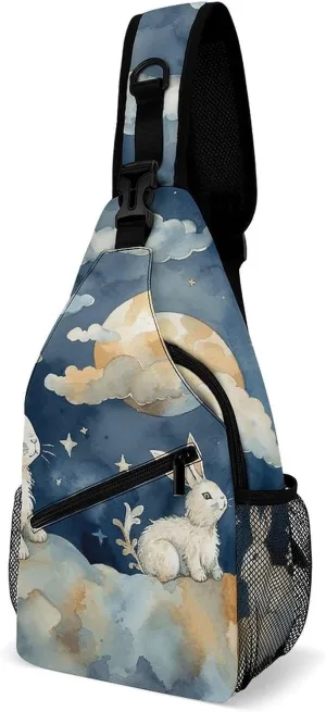 Small Crossbody Sling Backpack Smooth Round Rock Chest Bags for Traveling Chest Fashion Shoulder Bag