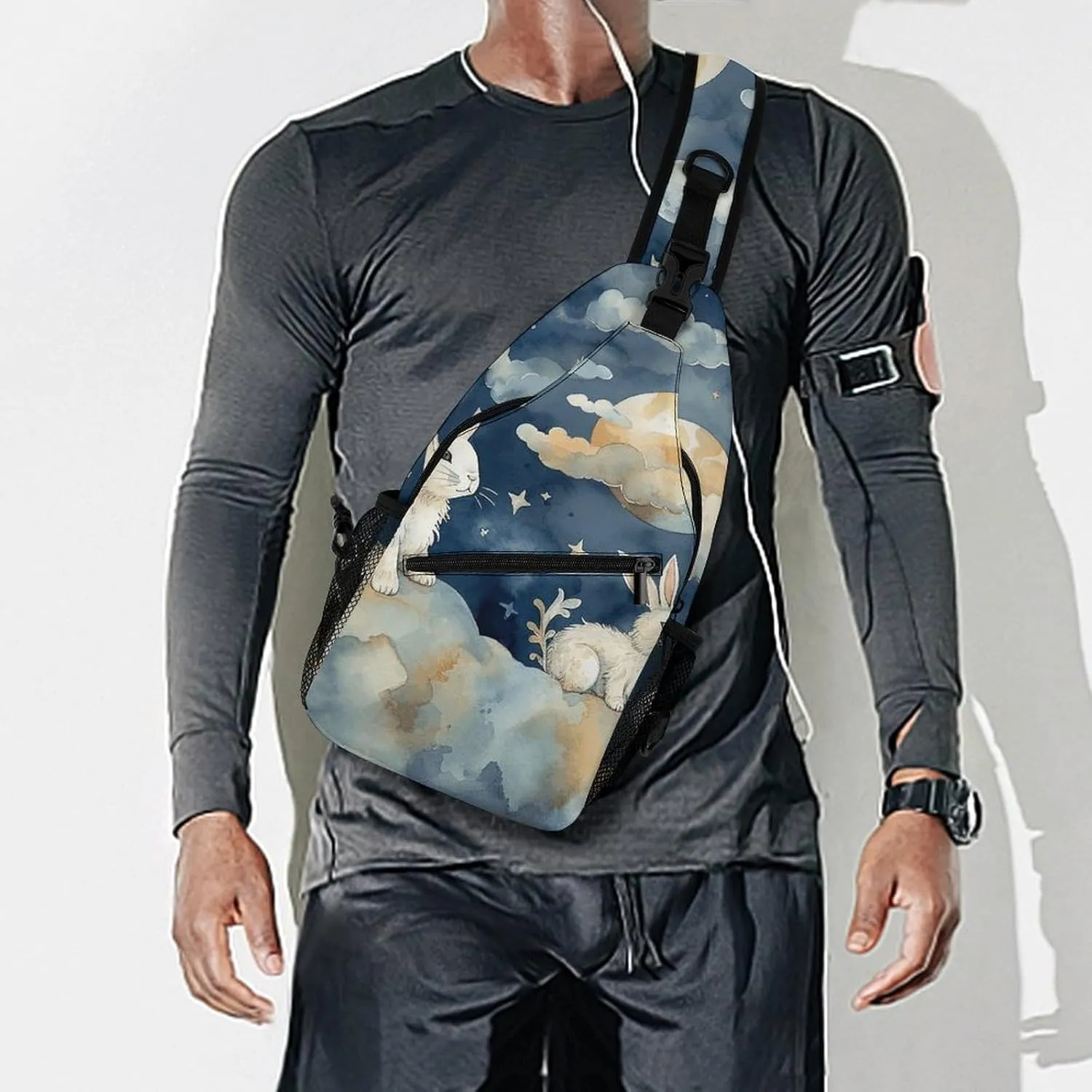 Small Crossbody Sling Backpack Smooth Round Rock Chest Bags for Traveling Chest Fashion Shoulder Bag