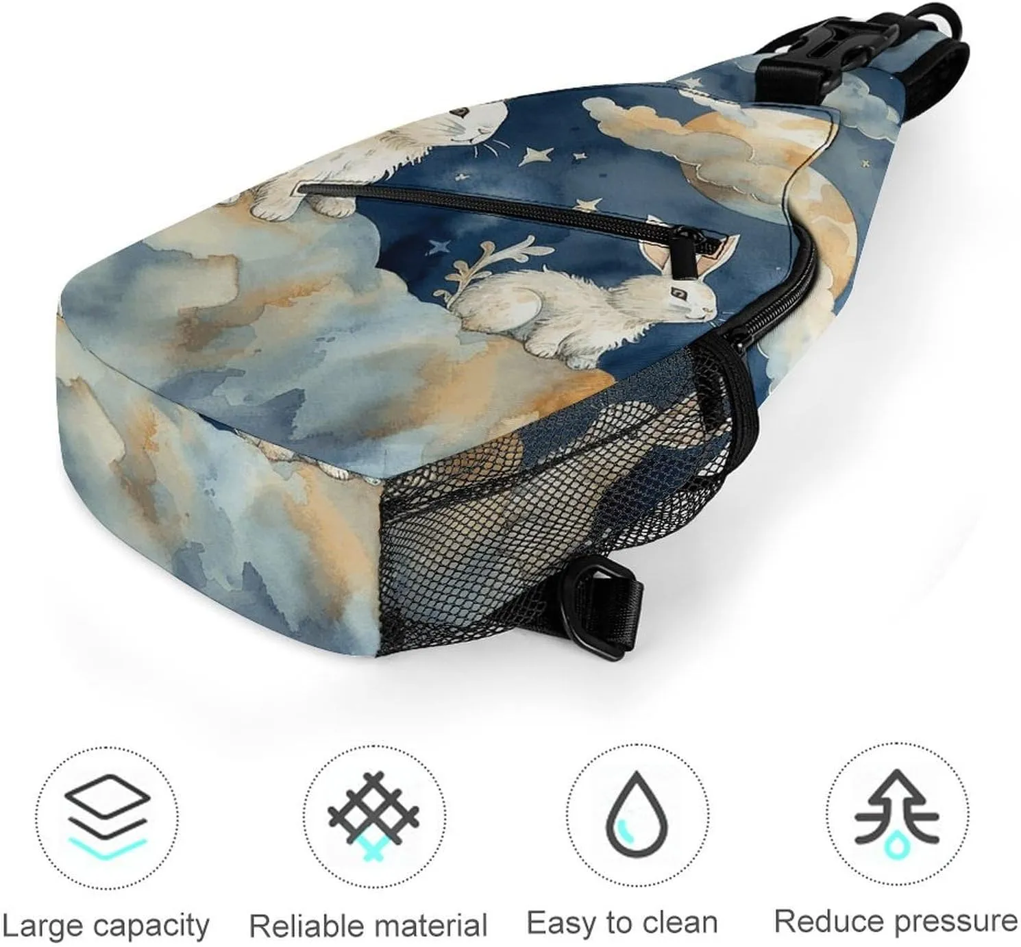 Small Crossbody Sling Backpack Smooth Round Rock Chest Bags for Traveling Chest Fashion Shoulder Bag