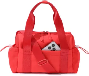 Small Gym Bag for Women, Mini Crossbody Gym Duffle Bag with Wet Compartment, Carry on Gym Tote Bag for Workout Dance Sport Travel (Red)