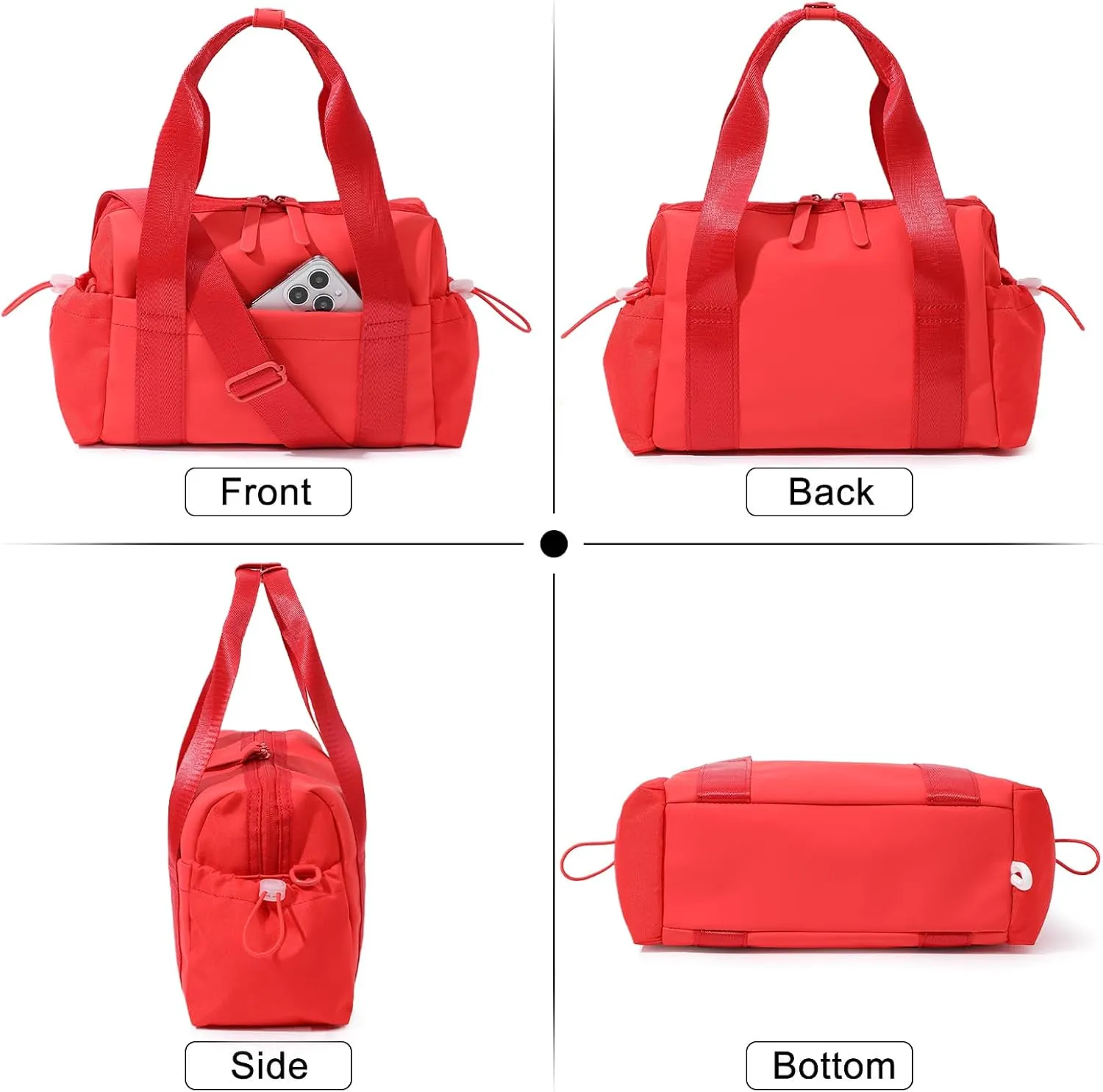 Small Gym Bag for Women, Mini Crossbody Gym Duffle Bag with Wet Compartment, Carry on Gym Tote Bag for Workout Dance Sport Travel (Red)