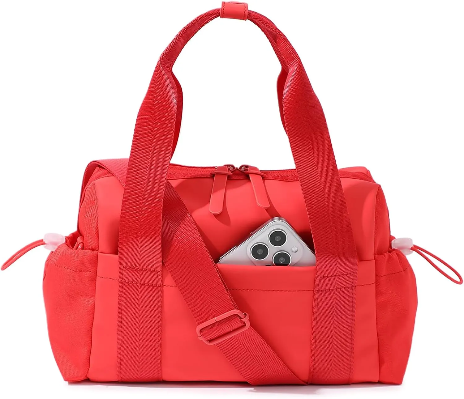 Small Gym Bag for Women, Mini Crossbody Gym Duffle Bag with Wet Compartment, Carry on Gym Tote Bag for Workout Dance Sport Travel (Red)
