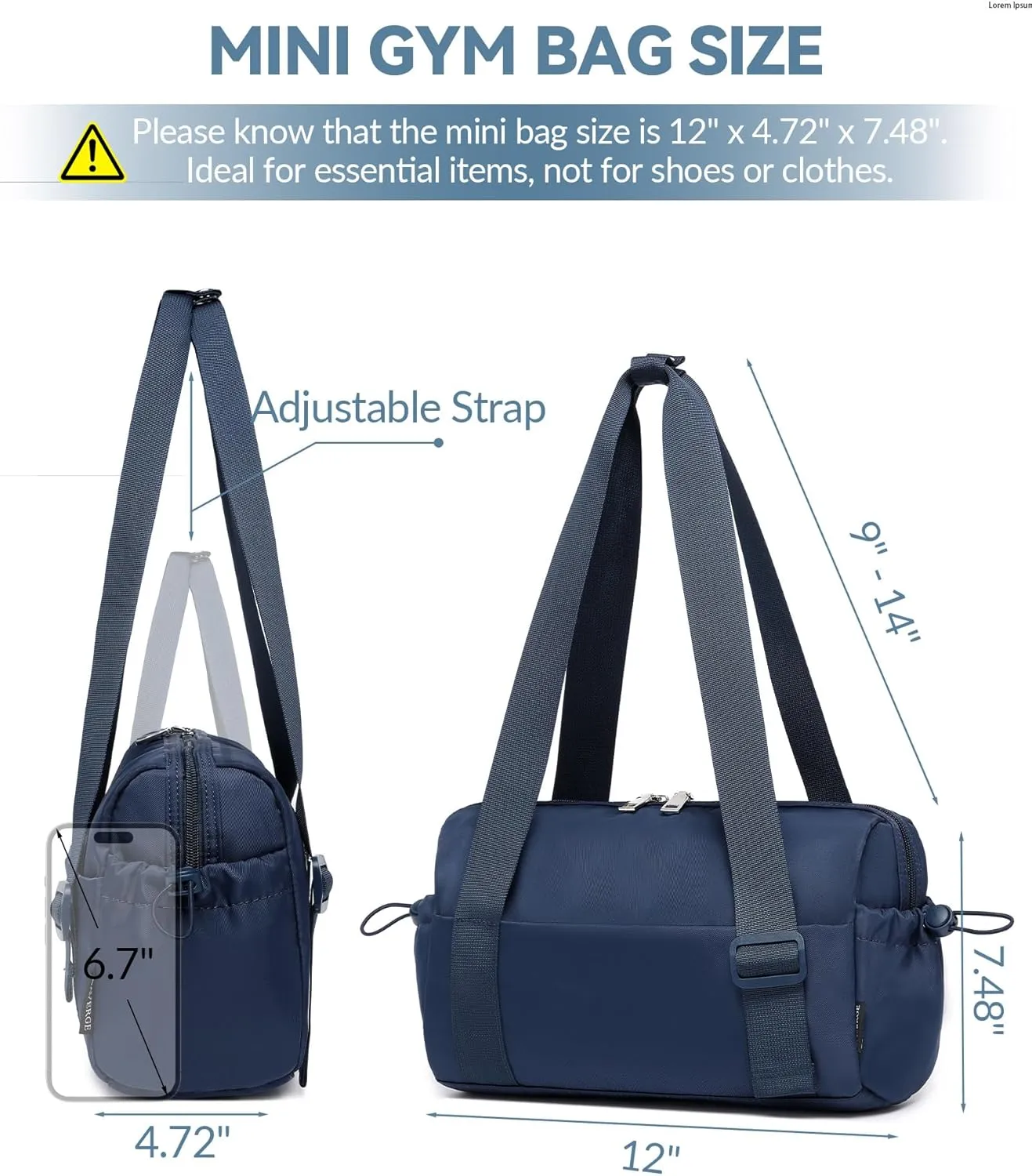 Small Gym Bag for Women Mini Duffle Bag with Wet Compartment, Lightweight Waterproof Cute Tote for Girls Workout Sport Travel,Blue