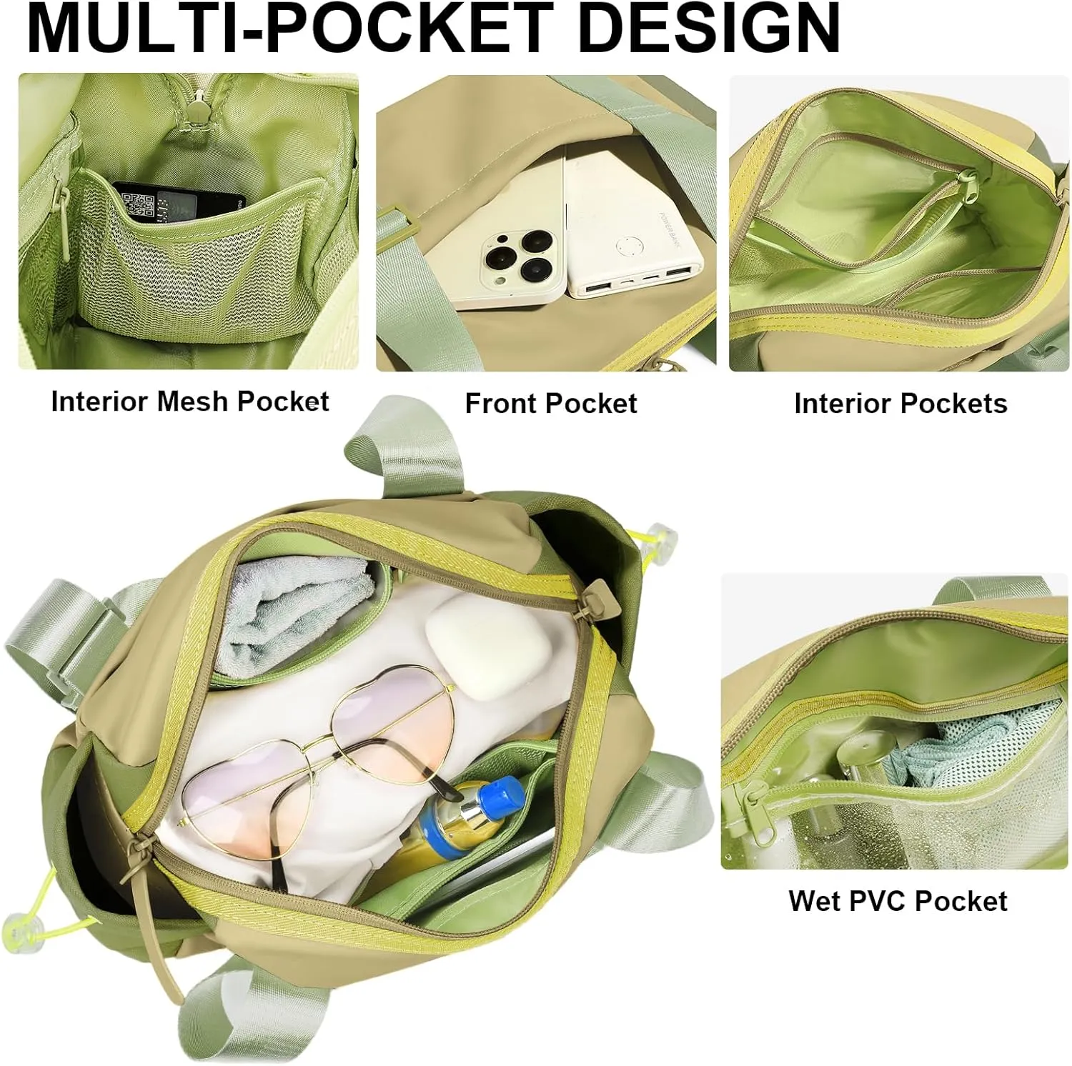Small Gym Bag for Women - Mini Gym Duffle Bag 4 PCS Set with Wet Compartment, Small Travel Tote Cute Workout Sport Bag with Toiletry Cosmetic Silicone Travel Bottles