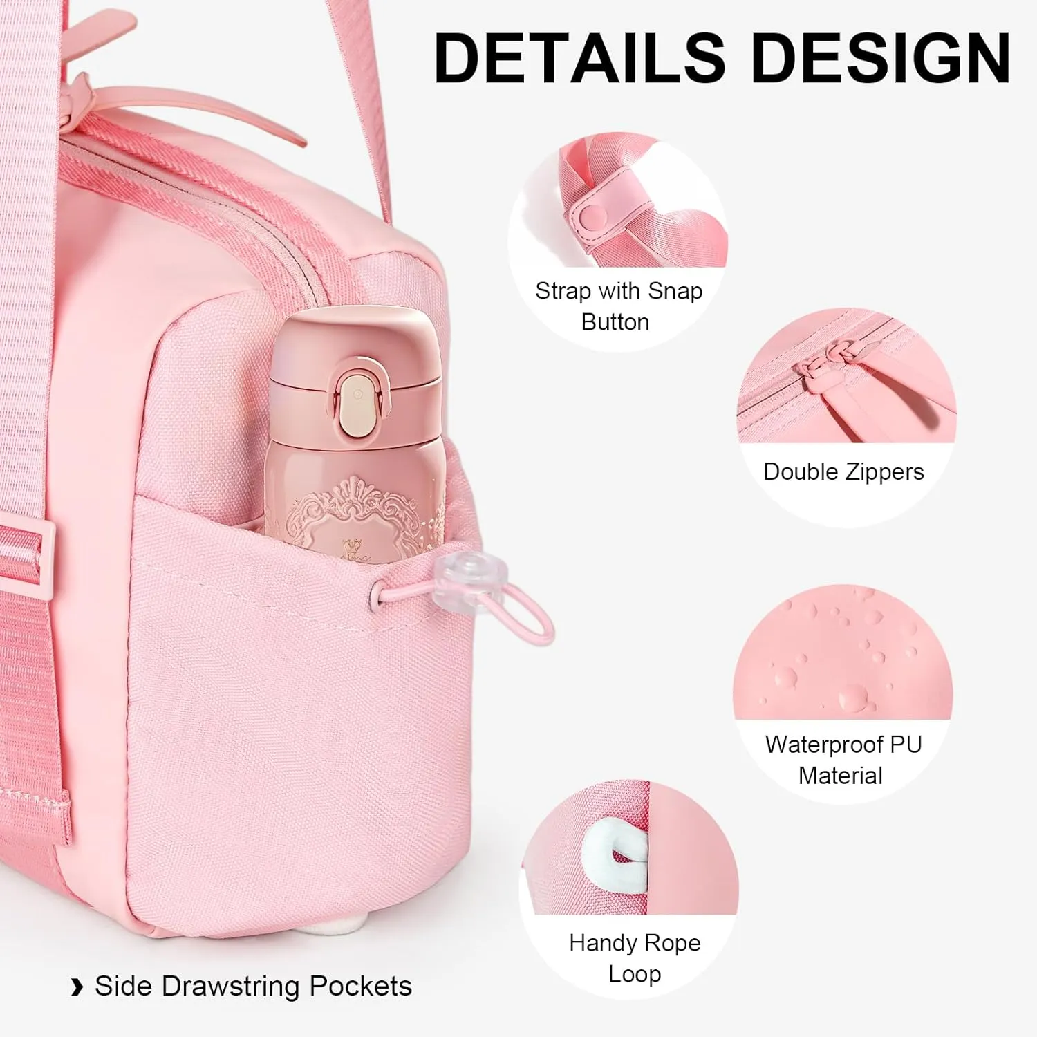 Small Gym Bag for Women - Mini Gym Duffle Bag 4 PCS Set with Wet Compartment, Small Travel Tote Cute Workout Sport Bag with Toiletry Cosmetic Silicone Travel Bottles
