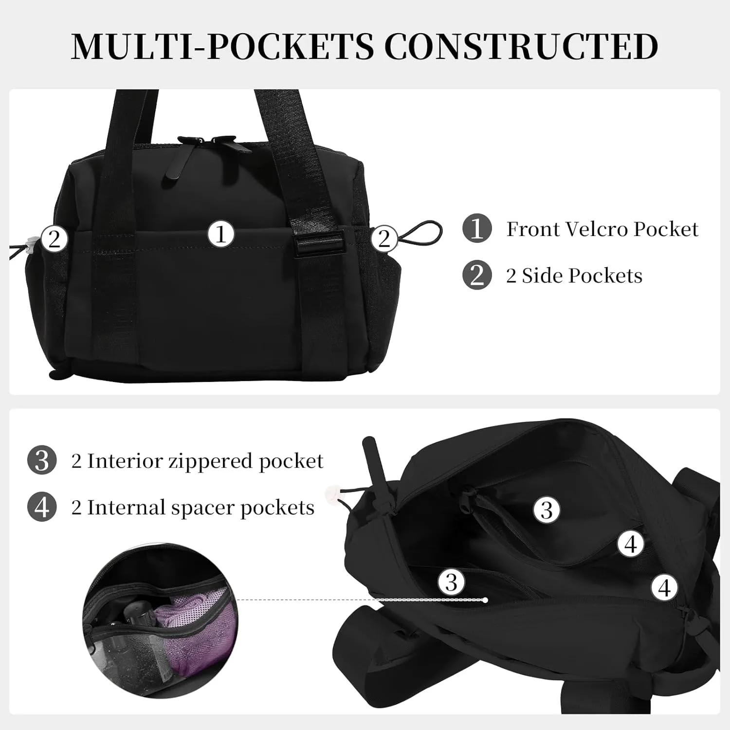 Small Gym Bag for Women Mini Gym Duffle Bag with Wet Compartment,mini duffle Tote Bag small duffle bag for Workout/Sport/Travel (Black)