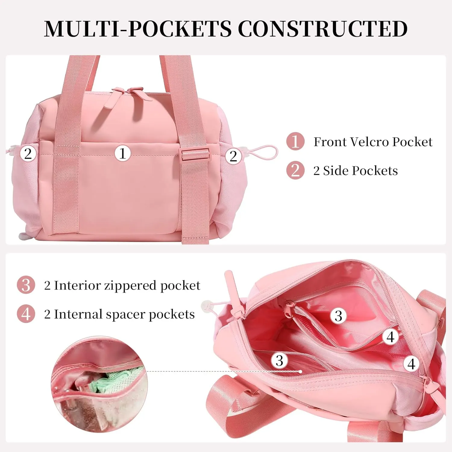 Small Gym Bag for Women Mini Gym Duffle Bag with Wet Compartment,mini duffle Tote Bag small duffle bag for Workout/Sport/Travel (Pink)