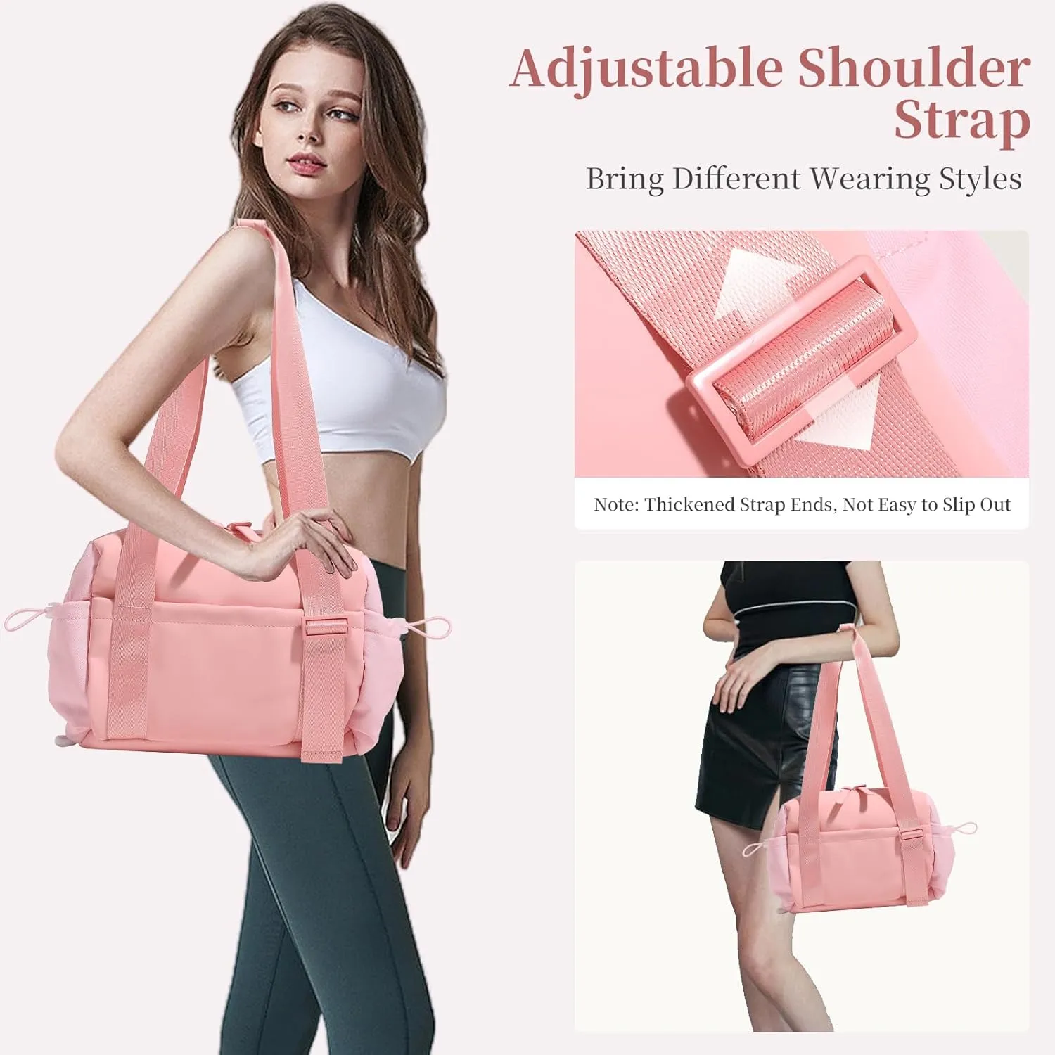 Small Gym Bag for Women Mini Gym Duffle Bag with Wet Compartment,mini duffle Tote Bag small duffle bag for Workout/Sport/Travel (Pink)