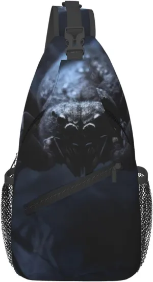 Small Sling Bag Black Spider Crossbody Backpack For Men & Women,Stylish Cross Chest Bag Diagonally