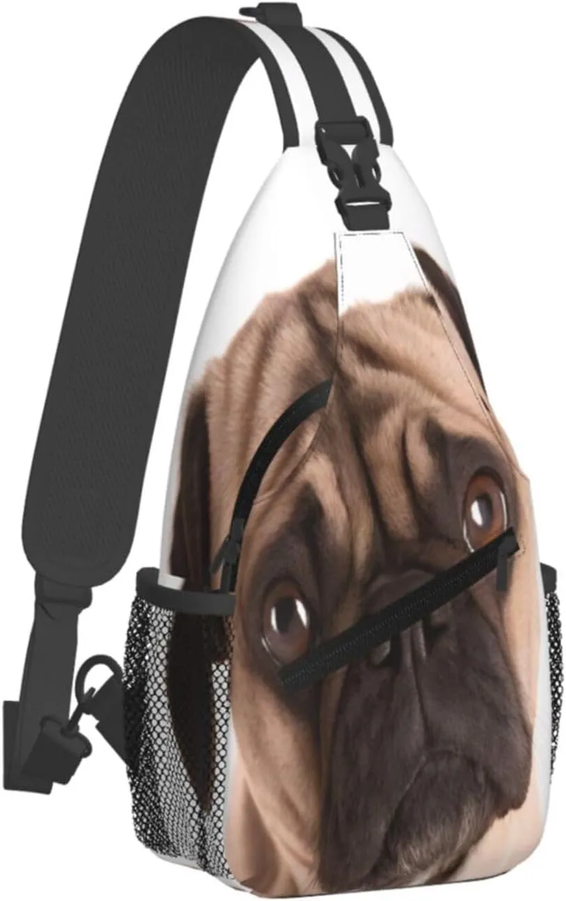 Small Sling Bag Cry Pug Crossbody Backpack For Men & Women,Stylish Cross Chest Bag Diagonally