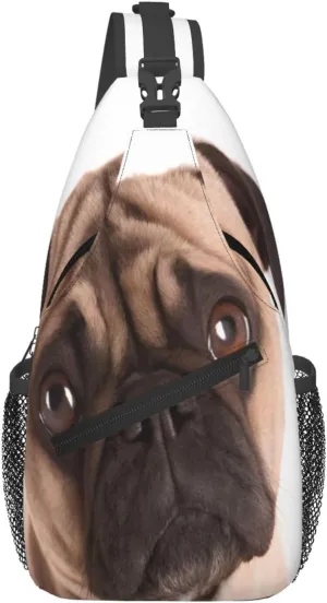 Small Sling Bag Cry Pug Crossbody Backpack For Men & Women,Stylish Cross Chest Bag Diagonally