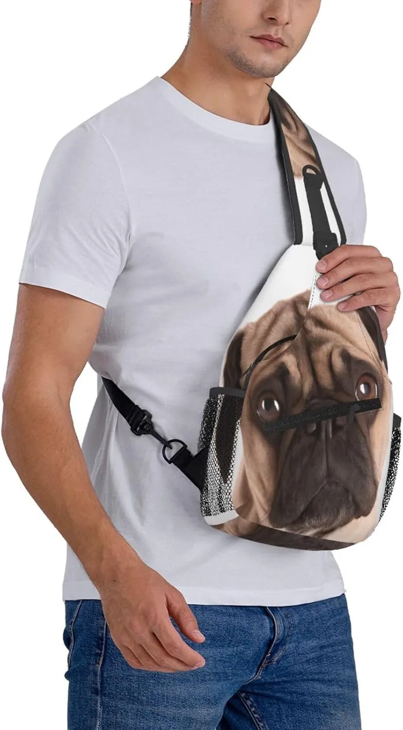 Small Sling Bag Cry Pug Crossbody Backpack For Men & Women,Stylish Cross Chest Bag Diagonally