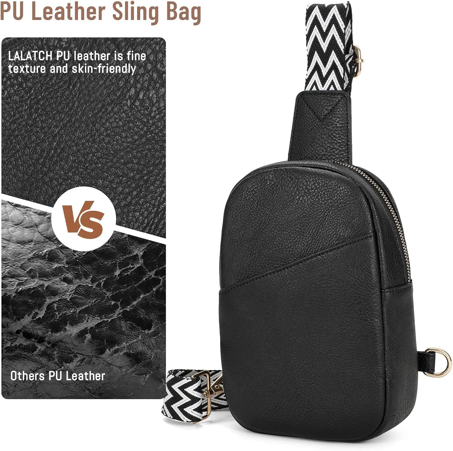 Small Sling Bag for Women Crossbody Leather Fanny Pack Anti-Theft Chest Bag Travel Sling Bags