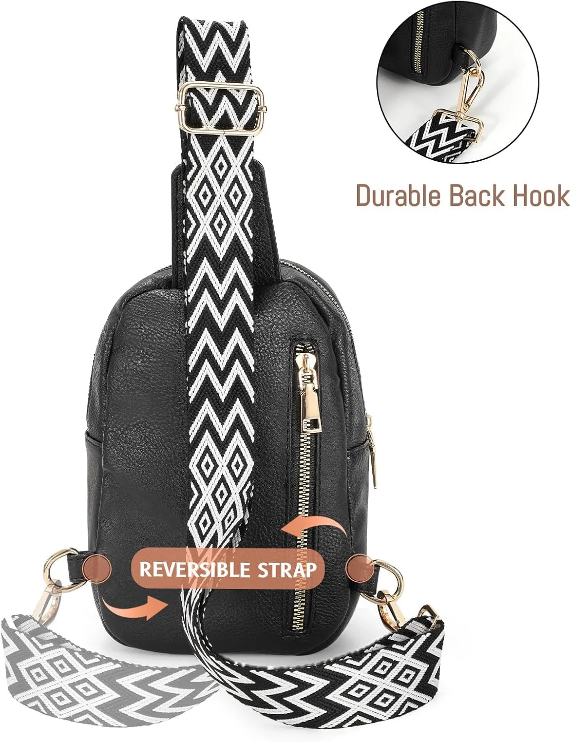 Small Sling Bag for Women Crossbody Leather Fanny Pack Anti-Theft Chest Bag Travel Sling Bags