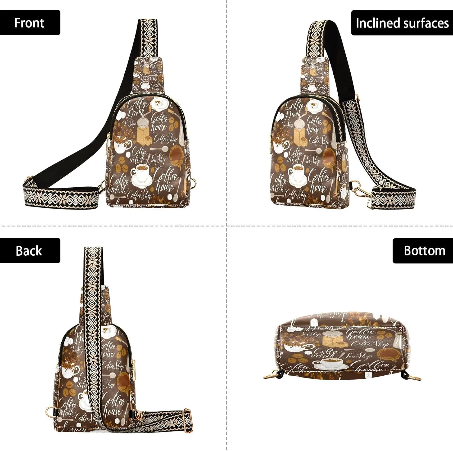 Small Sling Bag for Women Vintage Coffee House Trendy Crossbody Bag Fashion Waist Packs Retro Leather Chest Bag