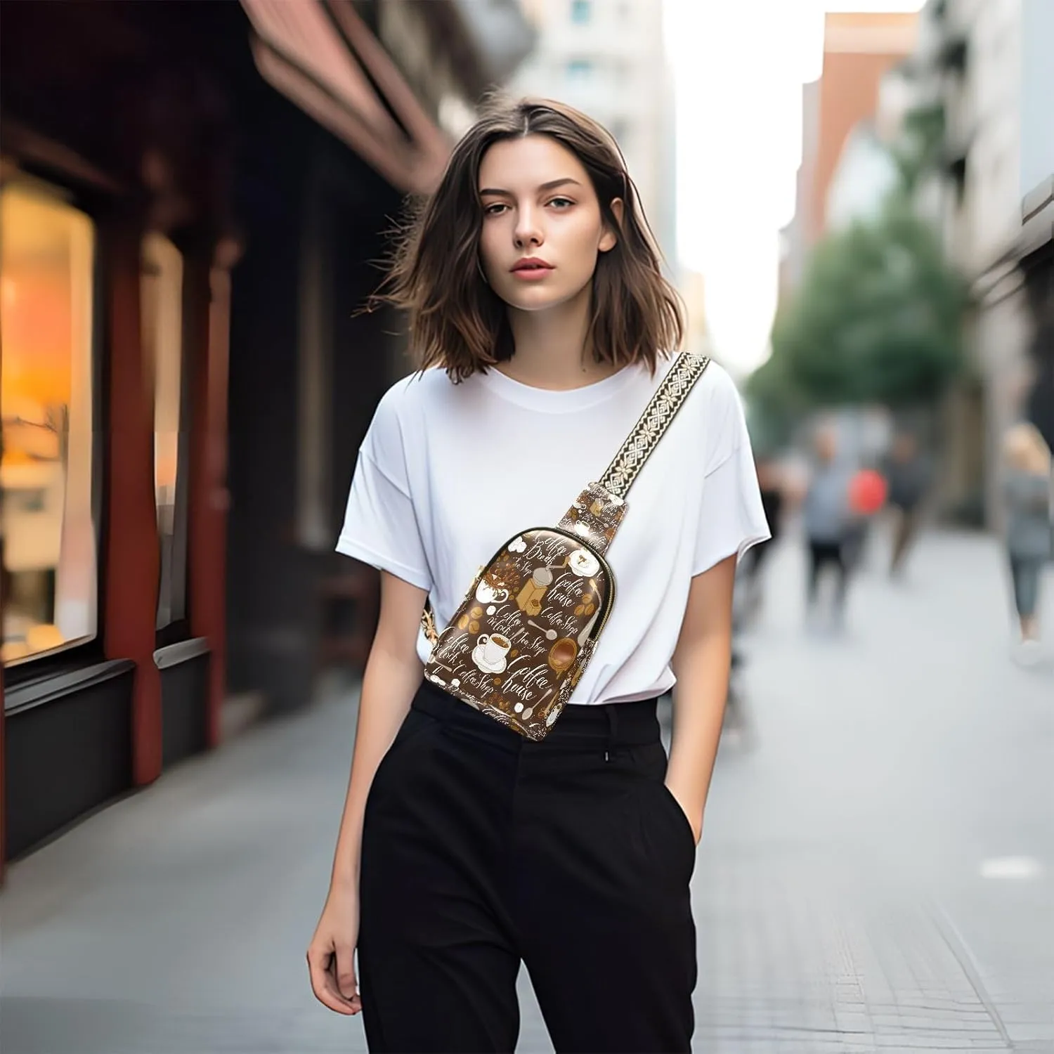 Small Sling Bag for Women Vintage Coffee House Trendy Crossbody Bag Fashion Waist Packs Retro Leather Chest Bag
