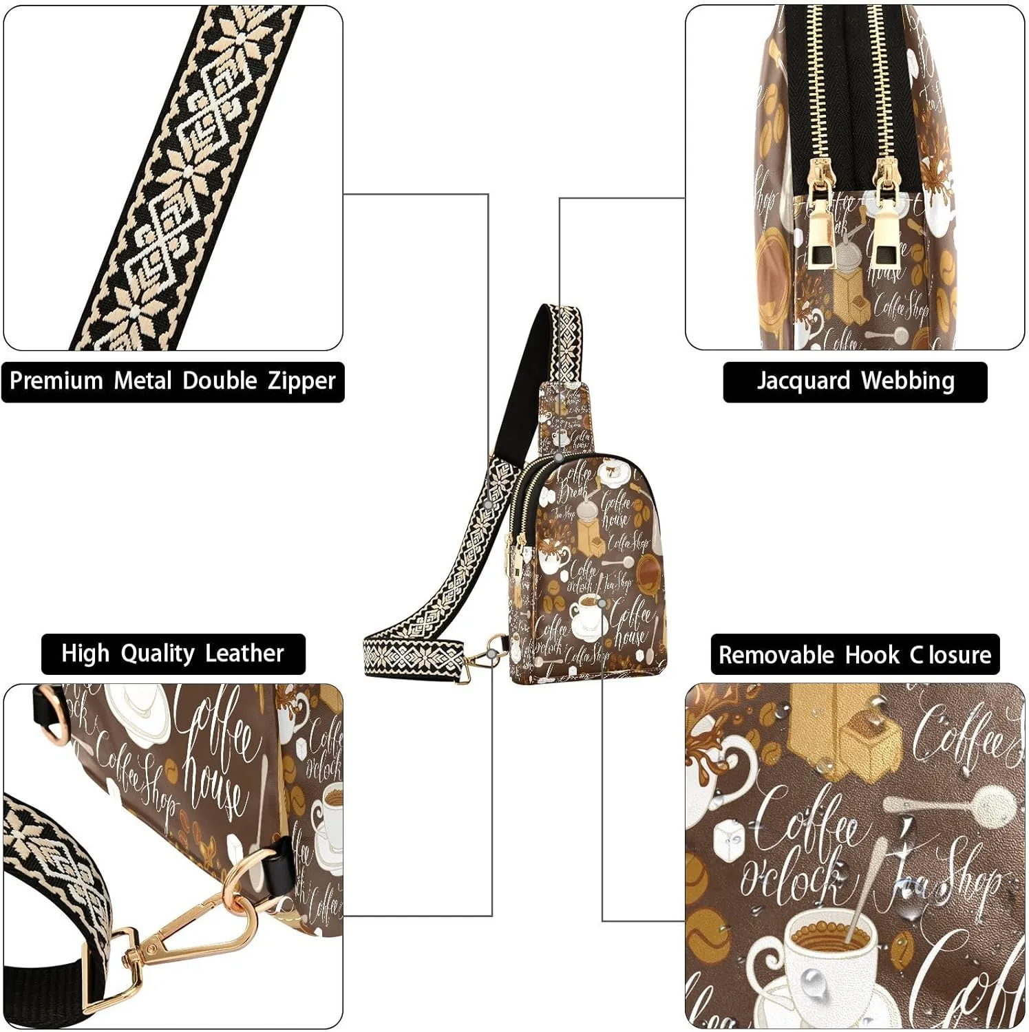 Small Sling Bag for Women Vintage Coffee House Trendy Crossbody Bag Fashion Waist Packs Retro Leather Chest Bag