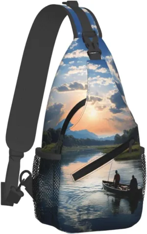 Small Sling Bag Sling Backpack for Women Men Chest Bag Fishing Scenic Crossbody Shoulder Bag Hiking Daypack
