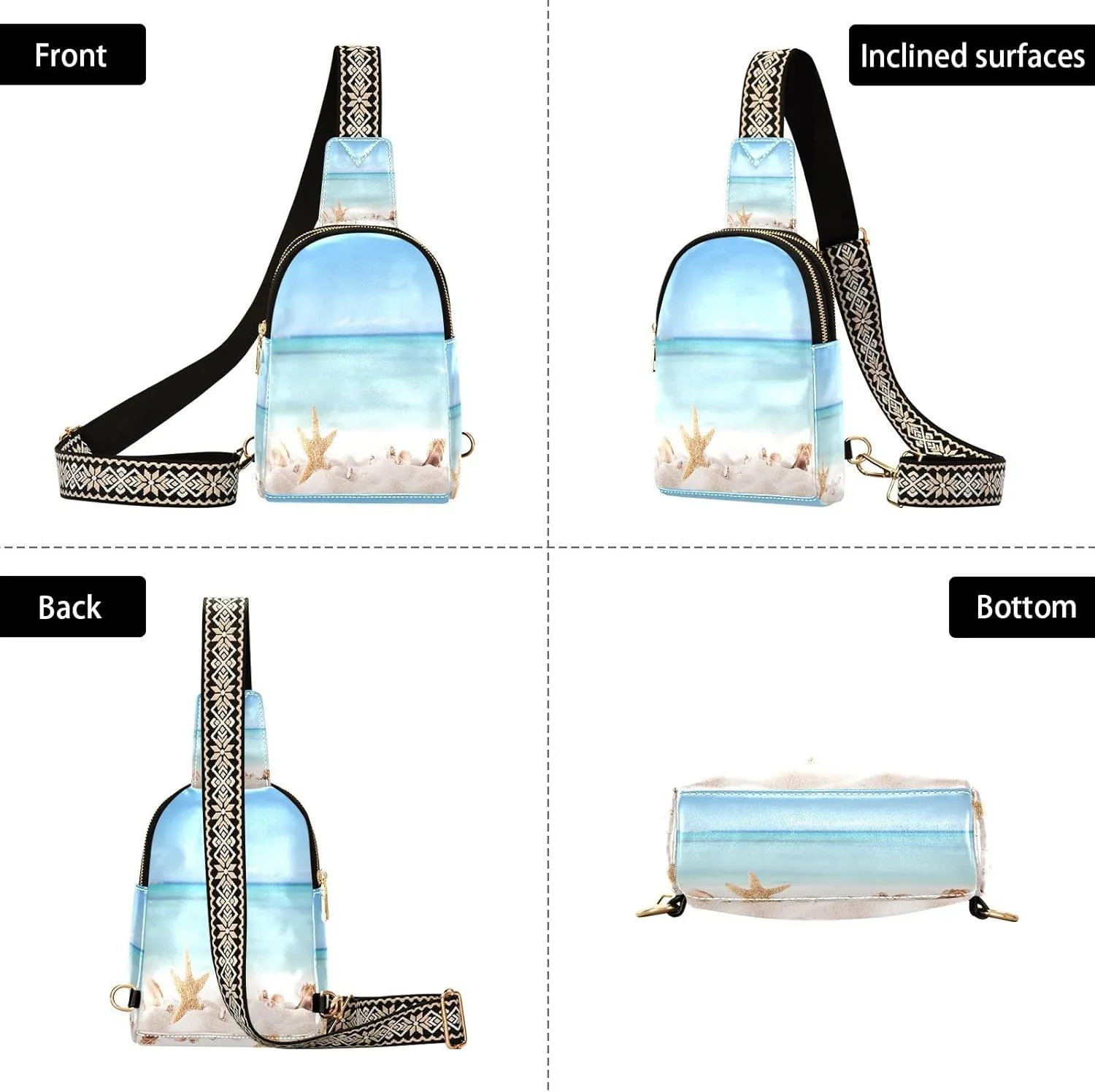 Small Sling Bag Spring Flowers Bicycle Trendy Crossbody Bag Fashion Waist Packs Pink Butterfly Leather Chest Bag
