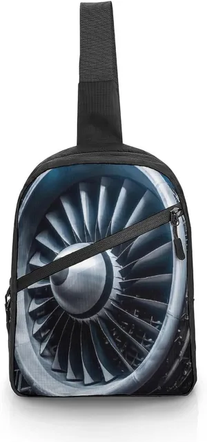 Small Sling Chest Bag Crossbody Bag for Men Women,Jet Engine Lightweight Gym Daypack for Travel Cycling Hiking
