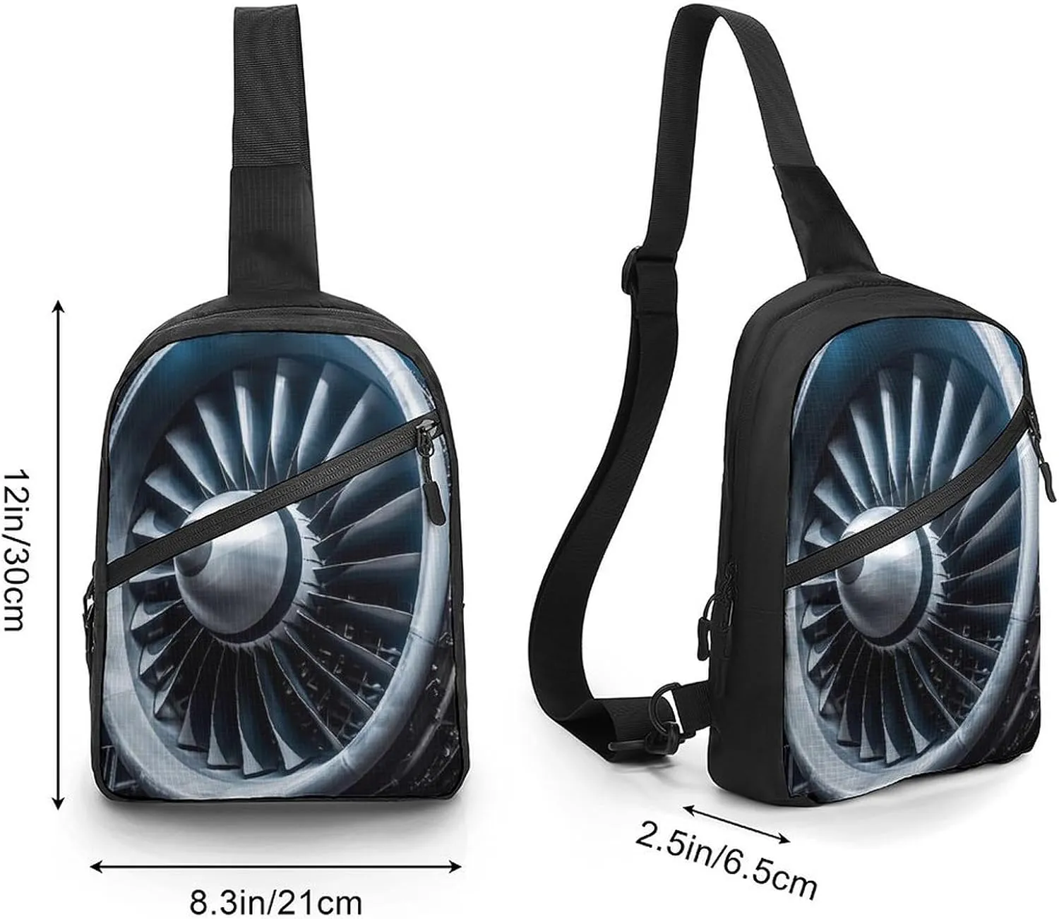 Small Sling Chest Bag Crossbody Bag for Men Women,Jet Engine Lightweight Gym Daypack for Travel Cycling Hiking