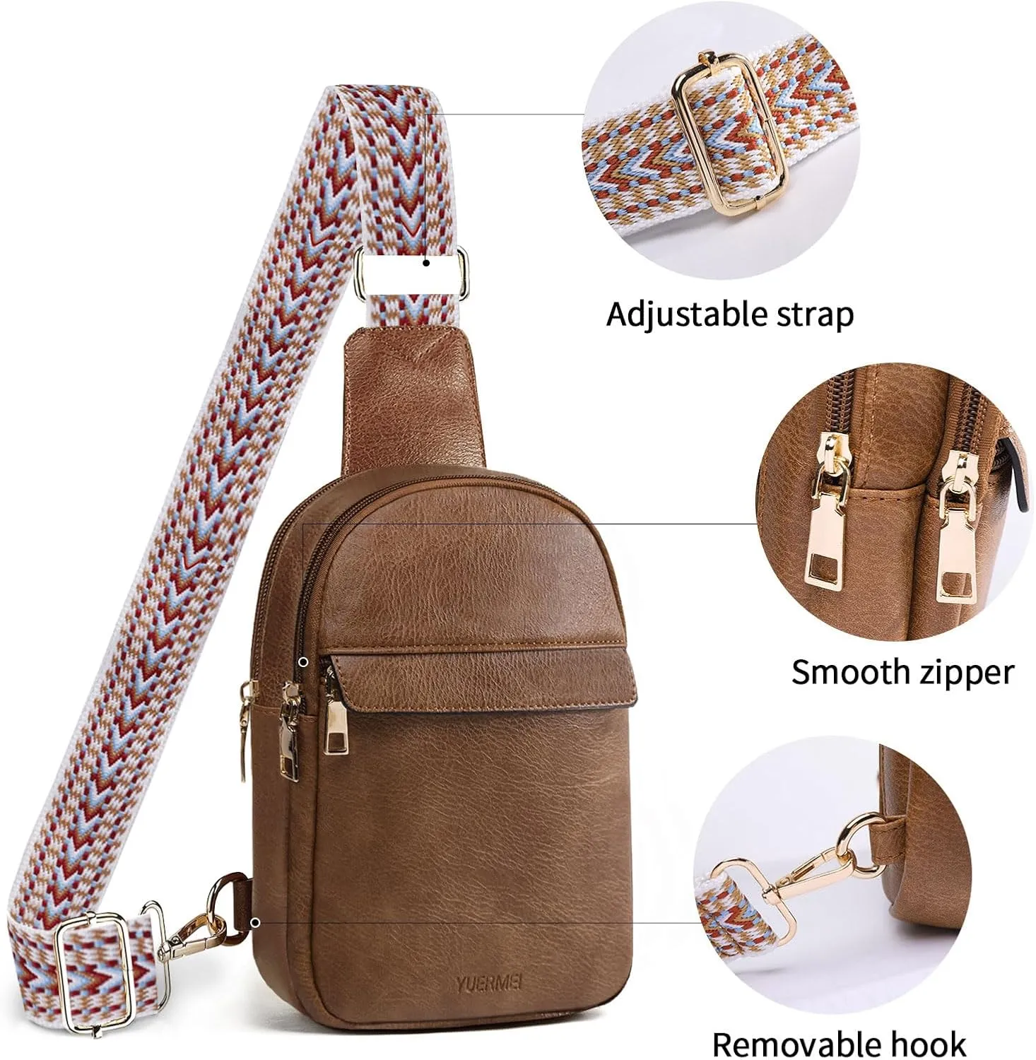 Small Sling Crossbody Bag for Women Trendy,Soft Vegan Leather Cross body Bag Purse Fanny Packs Chest Bag for Traveling