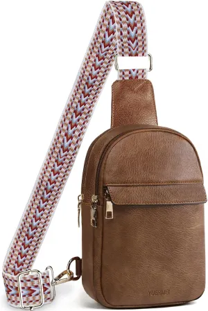 Small Sling Crossbody Bag for Women Trendy,Soft Vegan Leather Cross body Bag Purse Fanny Packs Chest Bag for Traveling