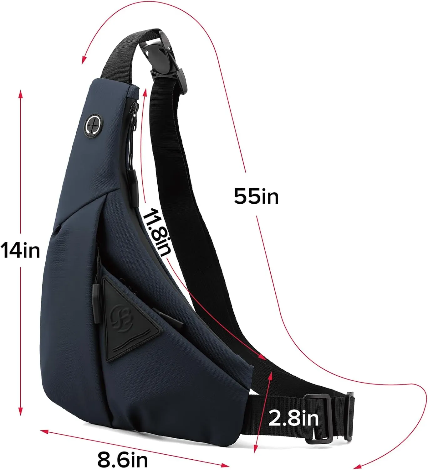 Small Sling Shoulder Crossbody Bag Men Women, Lightweight Anti-theft One Strap Casual Chest Bag Slim Backpack for Outdoor Walking Trip Hiking Biking Navy Blue