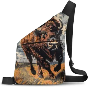 Smooth Zipper Lightweight Animal Sling Bag for Men Anti Theft Travel Phone Crossbody Bag with Pockets