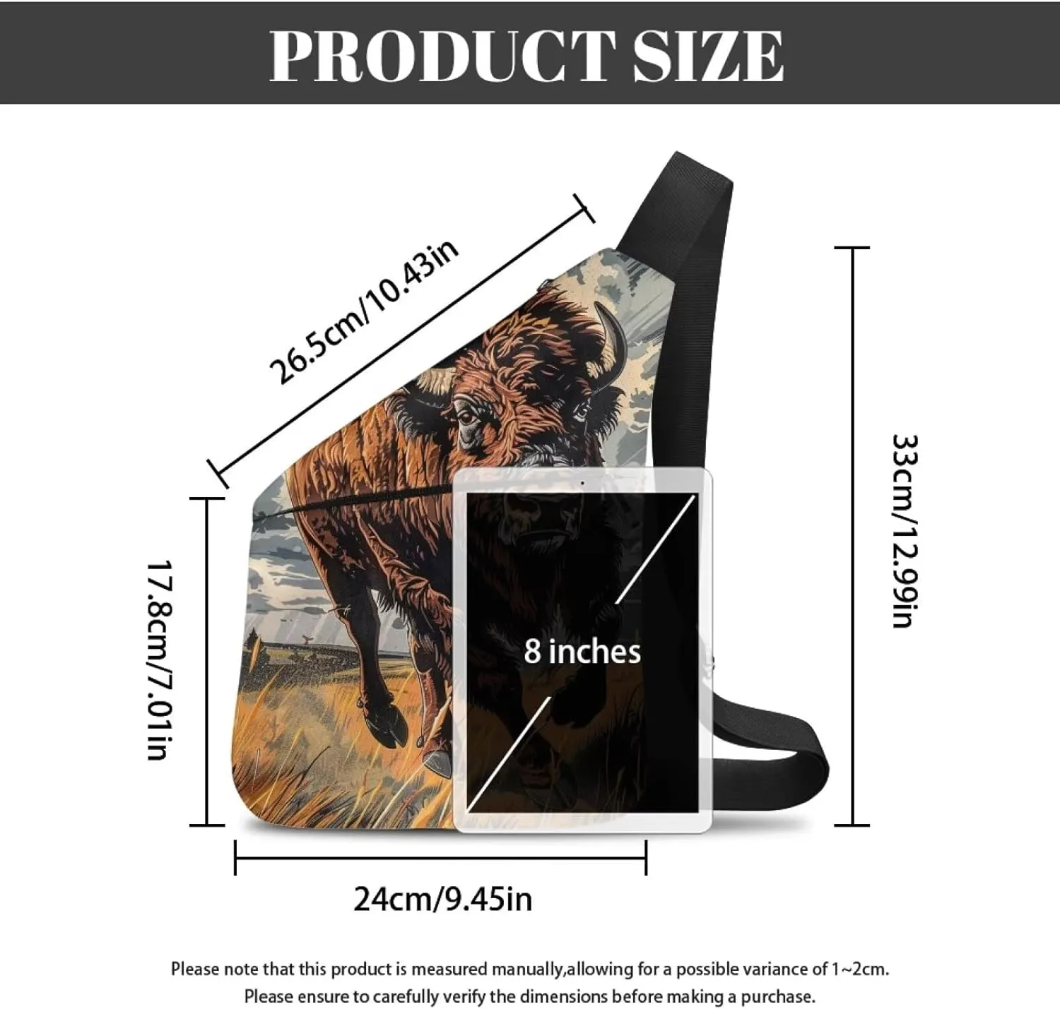 Smooth Zipper Lightweight Animal Sling Bag for Men Anti Theft Travel Phone Crossbody Bag with Pockets