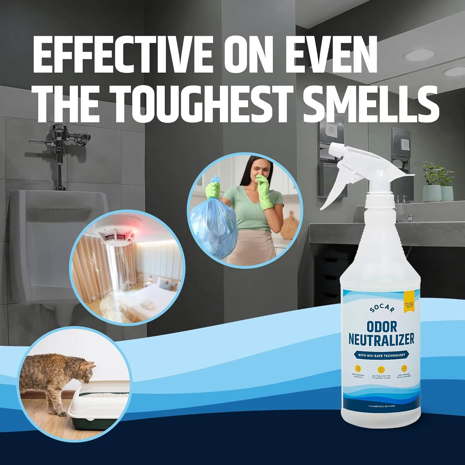 SOCAR Odor Eliminator for Strong Odor 128oz Strongest Strength Odor Neutralizer Spray, Deodorizer for Home, Pets, Office, Gym, Room, Carpet, Upholstery, and Car, Smell Remover without Adding Fragrance