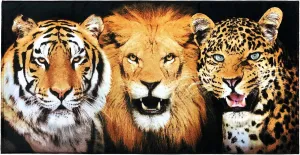 Softerry Big Cats Beach Towel 30 x 60 inches Wild Felines Lion, Bengal Tiger and Leopard Jaguar 100% Cotton