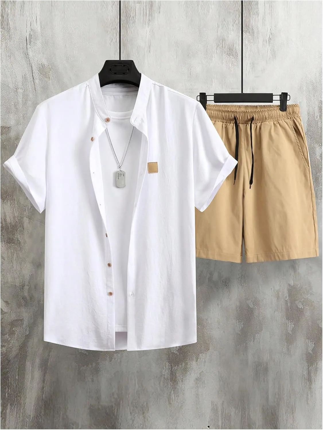 SOLY HUX Men's Casual Tracksuit Button Down Shirt and Drawstring Waist Short Sets Summer 2 Piece Outfits