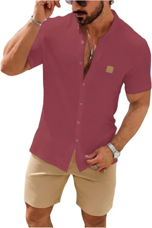 SOLY HUX Men's Casual Tracksuit Button Down Shirt and Drawstring Waist Short Sets Summer 2 Piece Outfits