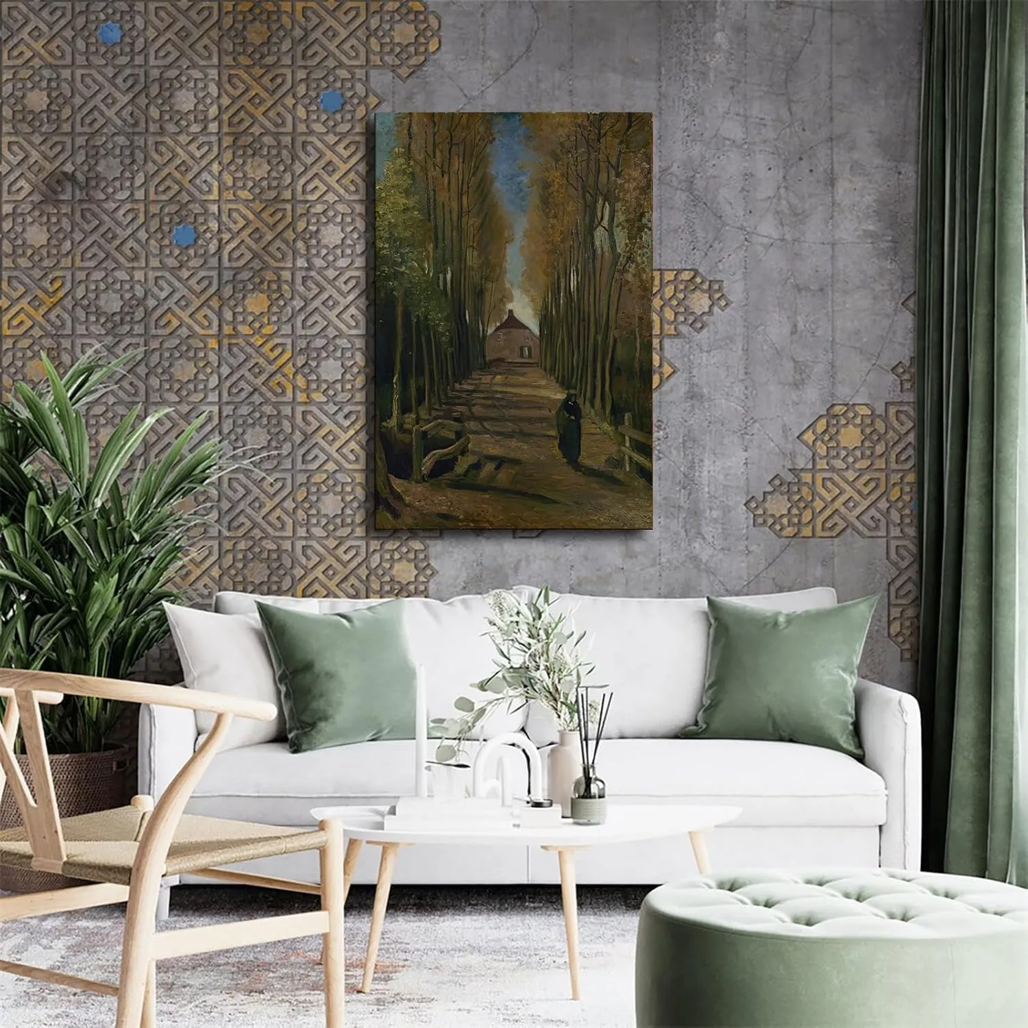 SongYul Avenue of Poplars in Autumn By Vincent Van Gogh Poster Canvas Wall Art Painting Print Painting Suitable for Bedroom Dormitory Living Room and Other-Unframe-style-12x18inch(30x45cm)