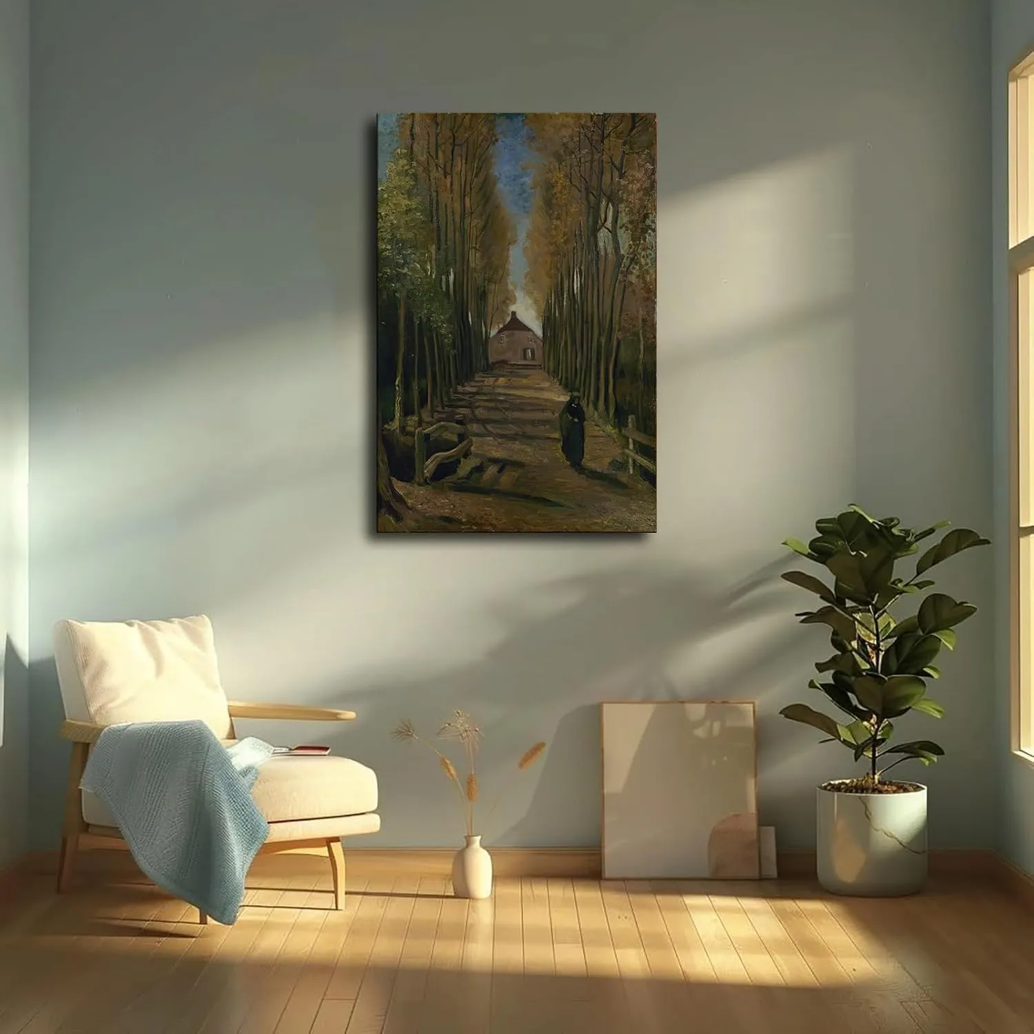 SongYul Avenue of Poplars in Autumn By Vincent Van Gogh Poster Canvas Wall Art Painting Print Painting Suitable for Bedroom Dormitory Living Room and Other-Unframe-style-12x18inch(30x45cm)