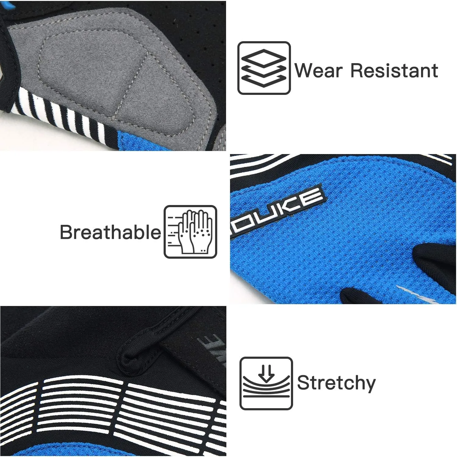 Souke Sports Cycling Bike Gloves - Padded Half Finger Bicycle Gloves with Shock-Absorbing, Anti-Slip, Breathable MTB & Road Biking Features for Men & Women