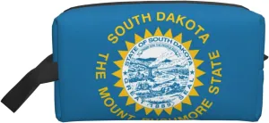South Dakota Flag Print Travel Toiletry Organizer Bag, Cosmetic & Storage Pouch For Travel And Daily Use