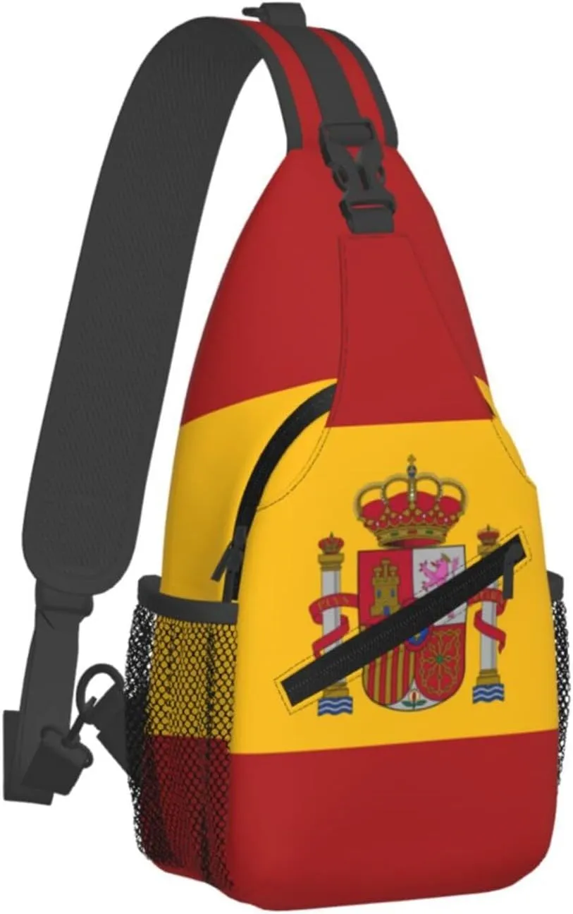 Spain Flag Spanish Mens Crossbody Chest Bag One Shoulder Strap Sling Backpack