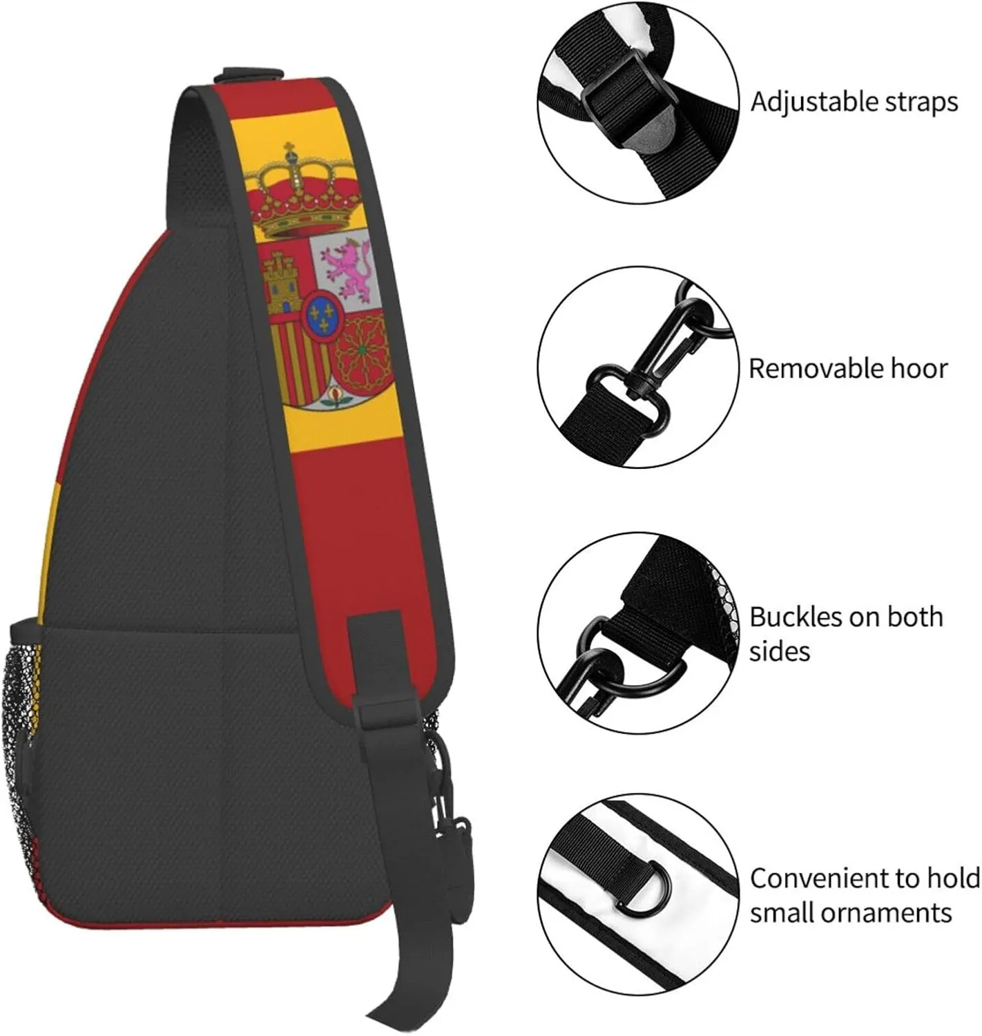 Spain Flag Spanish Mens Crossbody Chest Bag One Shoulder Strap Sling Backpack