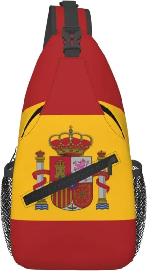 Spain Flag Spanish Mens Crossbody Chest Bag One Shoulder Strap Sling Backpack
