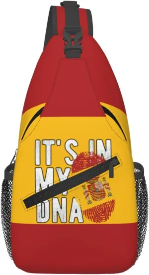Spanish Its In My Dna Men Crossbody Chest Bag One Shoulder Strap Sling Backpack