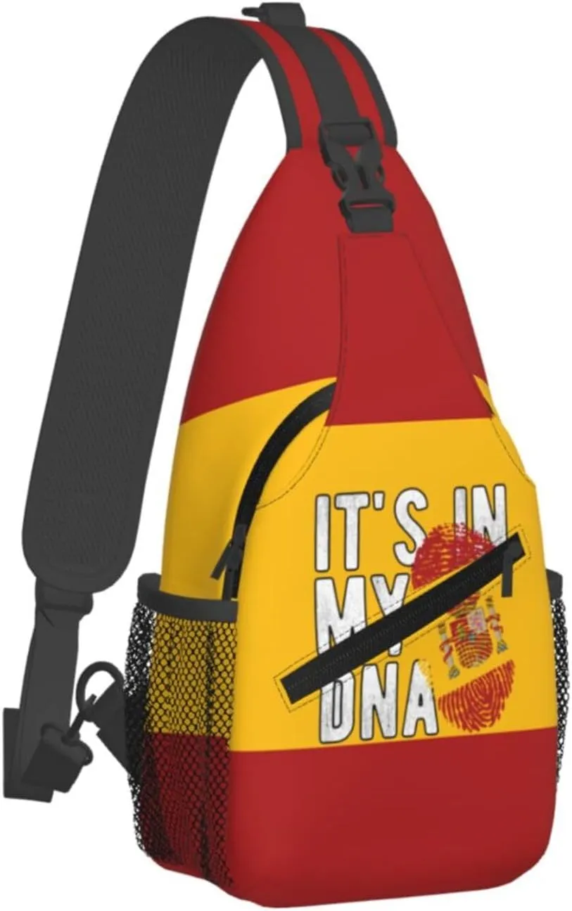 Spanish Its In My Dna Men Crossbody Chest Bag One Shoulder Strap Sling Backpack