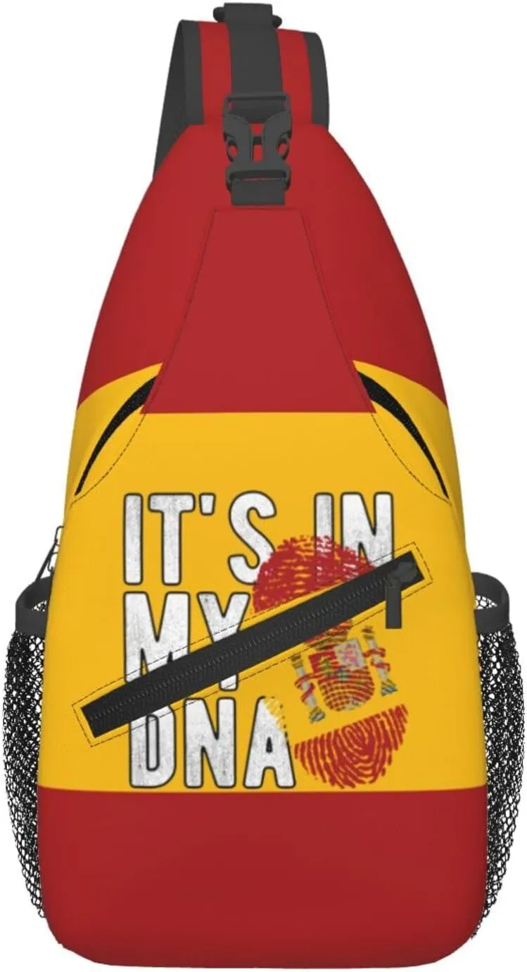 Spanish Its In My Dna Men Crossbody Chest Bag One Shoulder Strap Sling Backpack